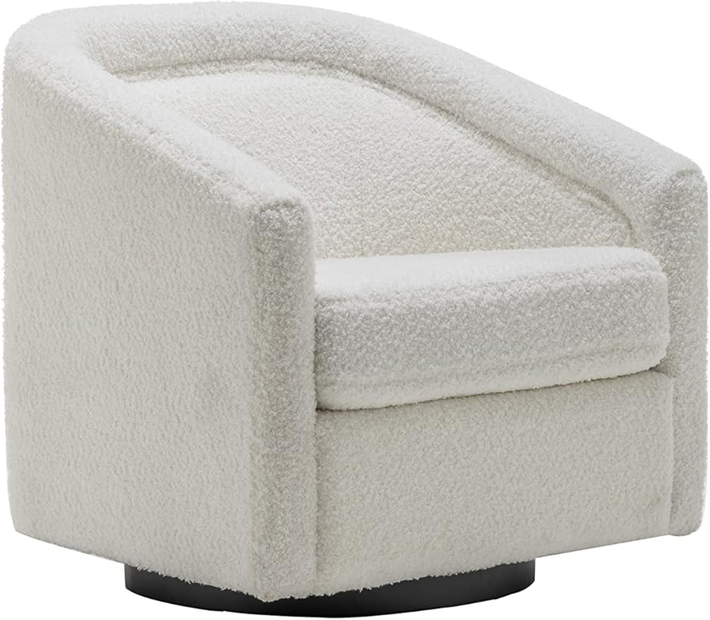 WOVENBYRD Classic Barrel Swivel Chair, Cream Faux Shearling | Amazon (US)