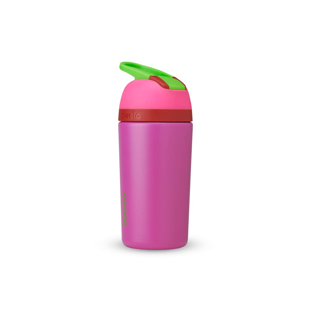 Owala Kids Flip Insulated Stainless-Steel Water Bottle with Straw and Locking Lid, 14-Ounce, Pink/Purple (All the Berries) | Amazon (US)