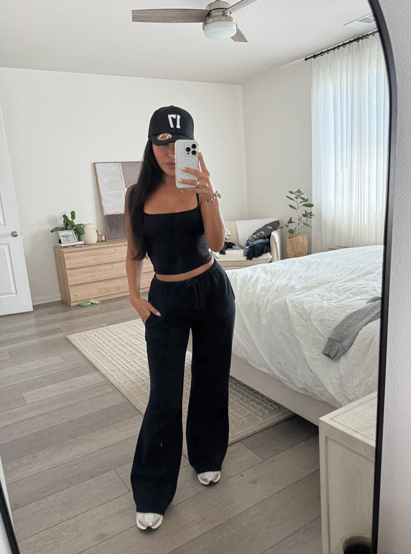 #FootballMomFit 🏈🤍✨ 

•Nikes I got the kids size in a 4.5 (I’m normally a 6 in woman’s) 
•Sweats are a perfect length I didn’t need to hem or cut them  (I’m 5’0 tall) 
•I’m wearing size XXS I’m 113 lbs 
•Hat I bedazzled myself (everything purchased at Hobby Lobby) 

#LTKActive #LTKFindsUnder50 #LTKStyleTip