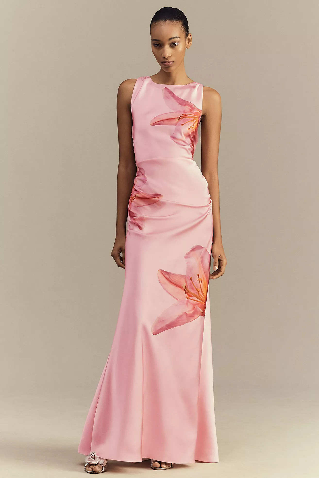 BHLDN Mariella High-Neck Satin Maxi Dress | Anthropologie (US)