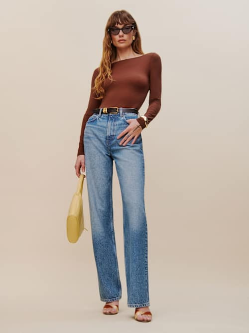 Cary High Rise Slouchy Straight Leg Jeans | Reformation (Global)