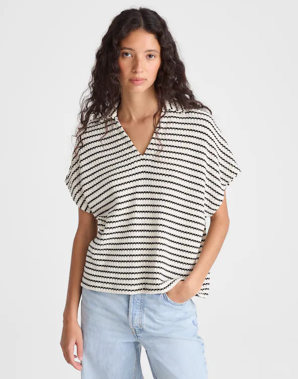 Textured-Knit Johnny-Collar Shirt | Madewell