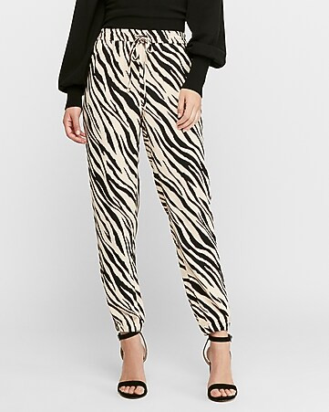 high waisted zebra print jogger pant | Express