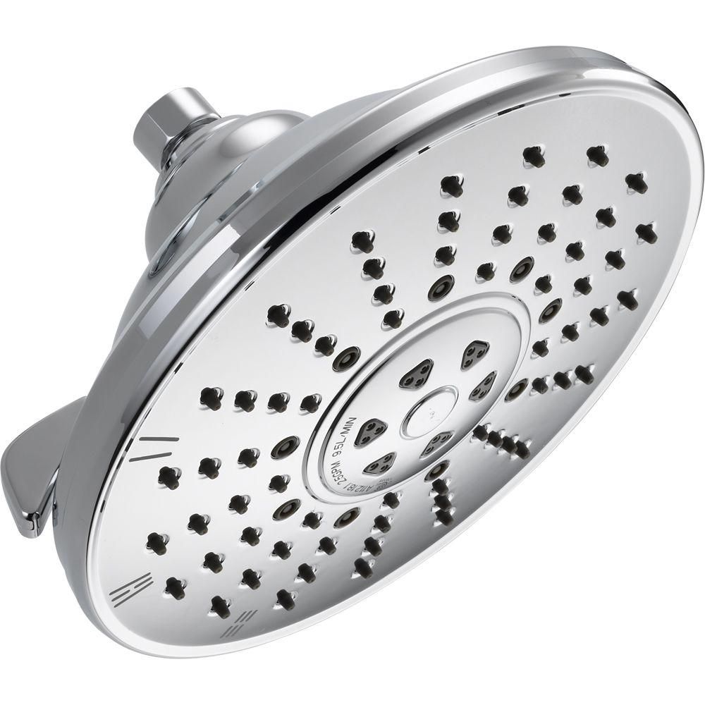 Delta 3-Spray 8 in. Single Wall Mount Fixed Rain Shower Head in Chrome, Grey | The Home Depot