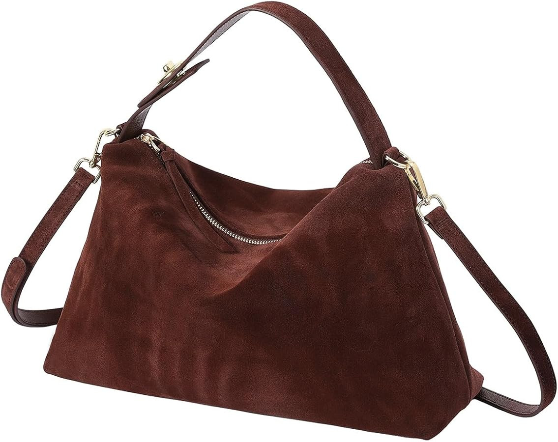 Genuine Suede Leather Hobo Bags for Women Tote Handbags Suede Crossbody Purses and Slouchy Should... | Amazon (US)