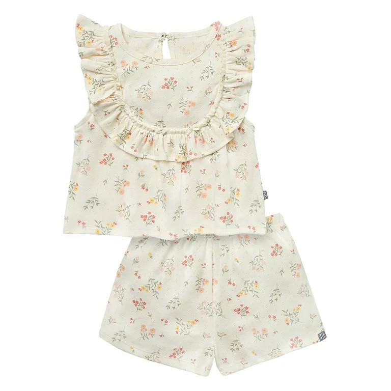 Modern Moments Toddler Girl Eyelet Ruffle Short Set, 2-Piece, Sizes 12M-5T | Walmart (US)