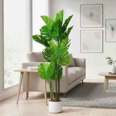 Acekool 3.6 ft Artificial Monstera Plant in Pot, Fake Decorative Evergreen Potted Floor Tree for Indoor Tropical Home Office Decor, No Assembly | Target