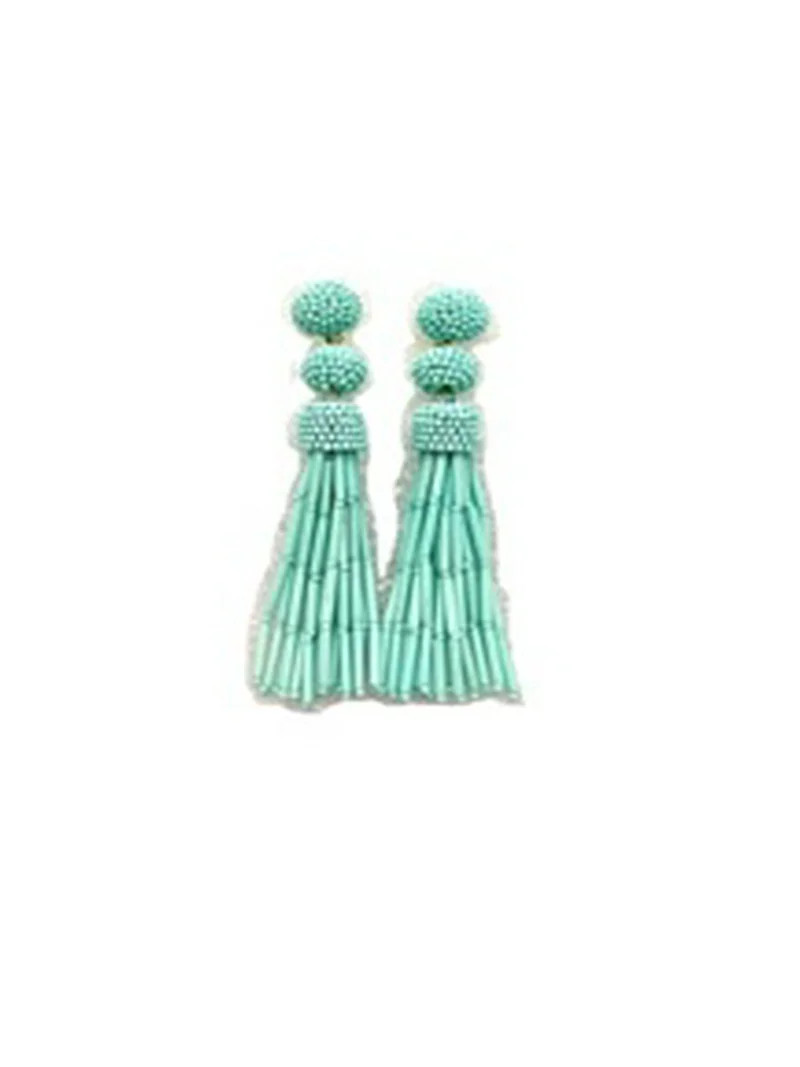 Time and Tru Light Blue Seed Bead Tassel Earrings, 1 Pair | Walmart (US)