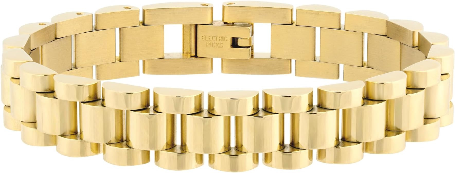 Electric Picks Jewelry 14kt Gold Plated or Stainless Steel Bracelet, 10mm Wide, 6.5" or 7" Length | Amazon (US)