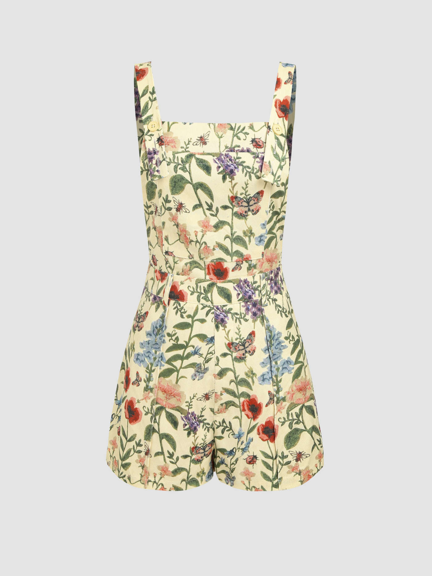 Lightweight Corduroy Floral Button Romper... | Cider