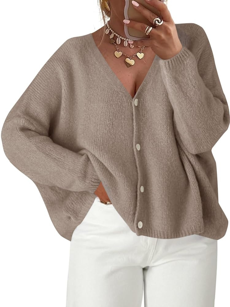 Saodimallsu Womens Oversized Cardigan Sweaters Open Front Button Down V Neck Sweater 2025 Winter ... | Amazon (US)
