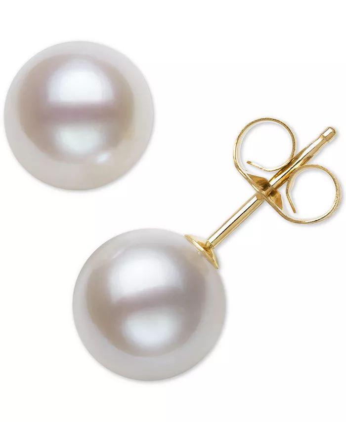 Cultured Freshwater Pearl Stud Earrings (7mm) in 14k Gold | Macy's