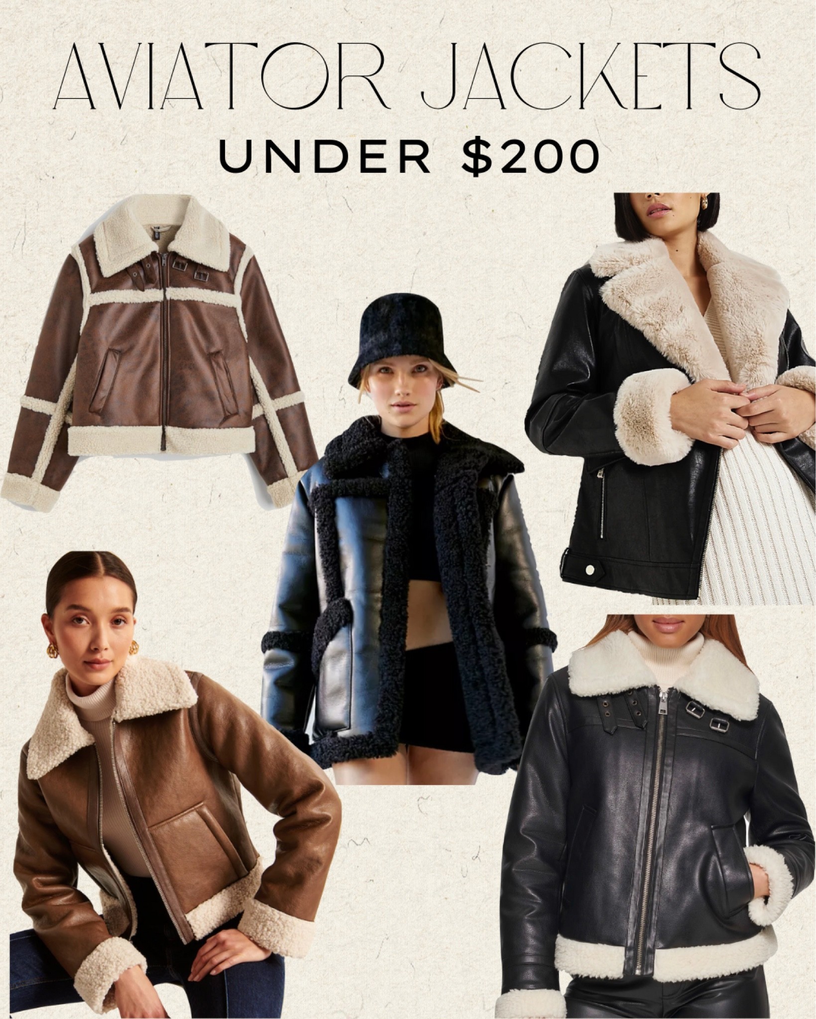 Jackets under $200, coats and jackets for fall, aviator jacket, moto jacket, shearling jacket, Sherpa jacket, fur lined jacket, faux leather jacket, affordable style, fall trends, budget, fall outfits, outerwear, coats for fall, trendy style

#LTKunder100 #LTKSeasonal #LTKstyletip