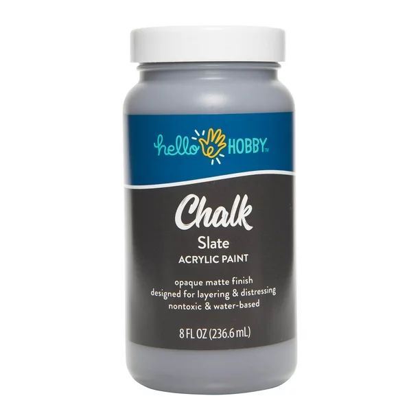 Hello Hobby Chalk Acrylic Paint, Ultra Matte, Slate, 8 fl oz #40516 | Walmart (US)