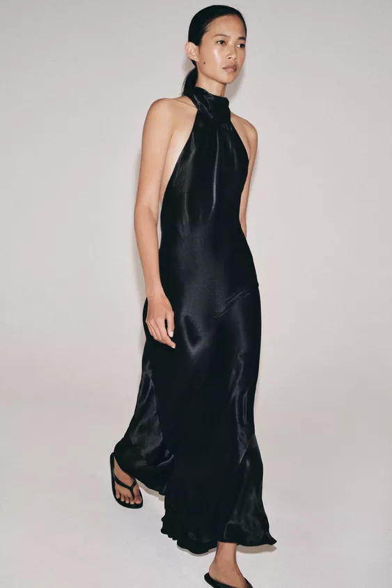 ZW COLLECTION SATIN HALTER DRESS | Zara UK