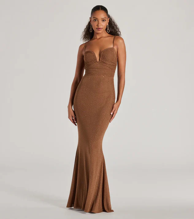 Avianna Formal Rhinestone Mesh Mermaid Dress | Windsor Stores