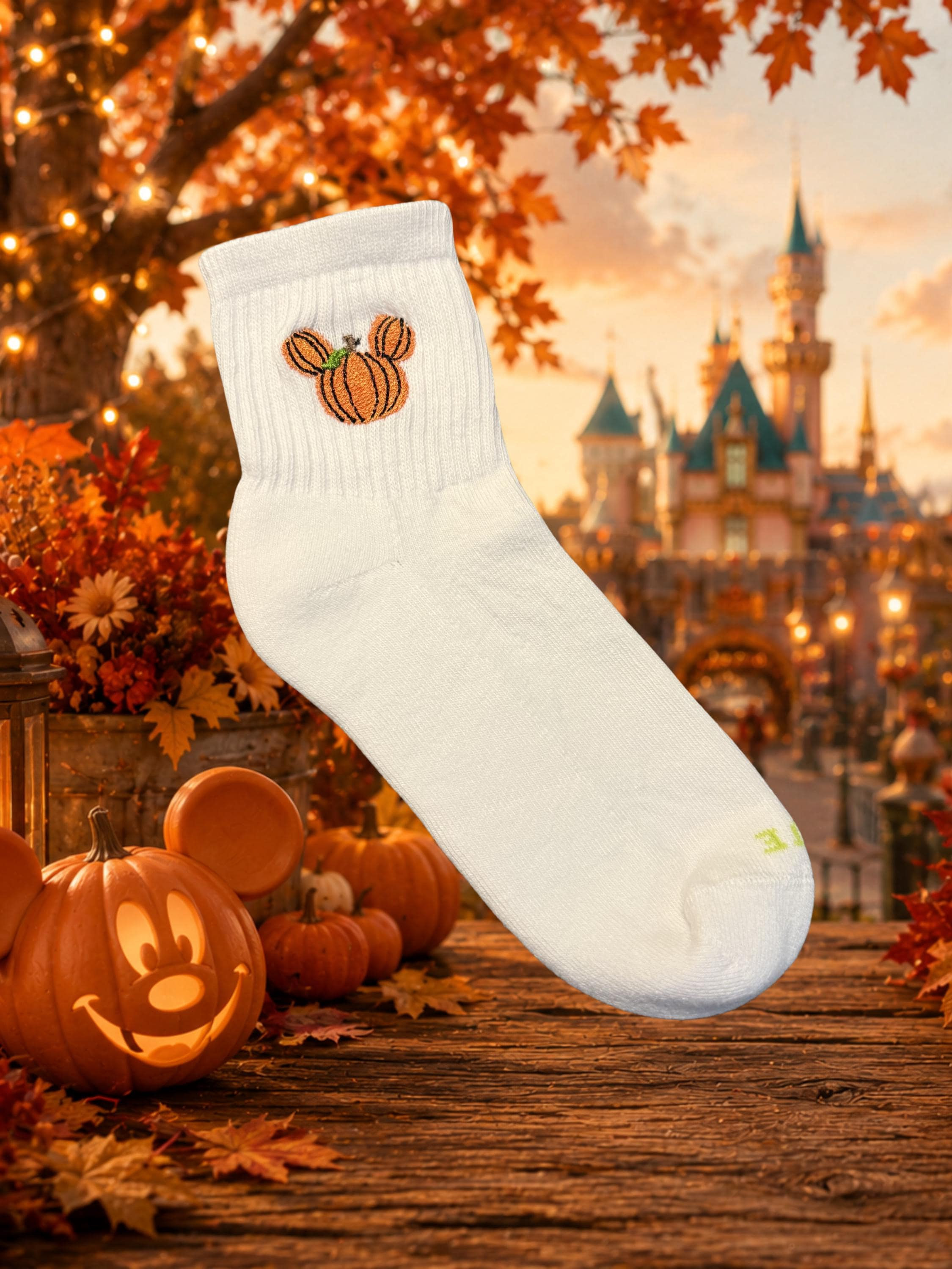 Mickey Pumpkin Embroidered Socks, Halloween Disney Inspired Crew Socks, Fall Park Gift, One Pair of Embroidered Socks (2 Socks) | Etsy (Global)