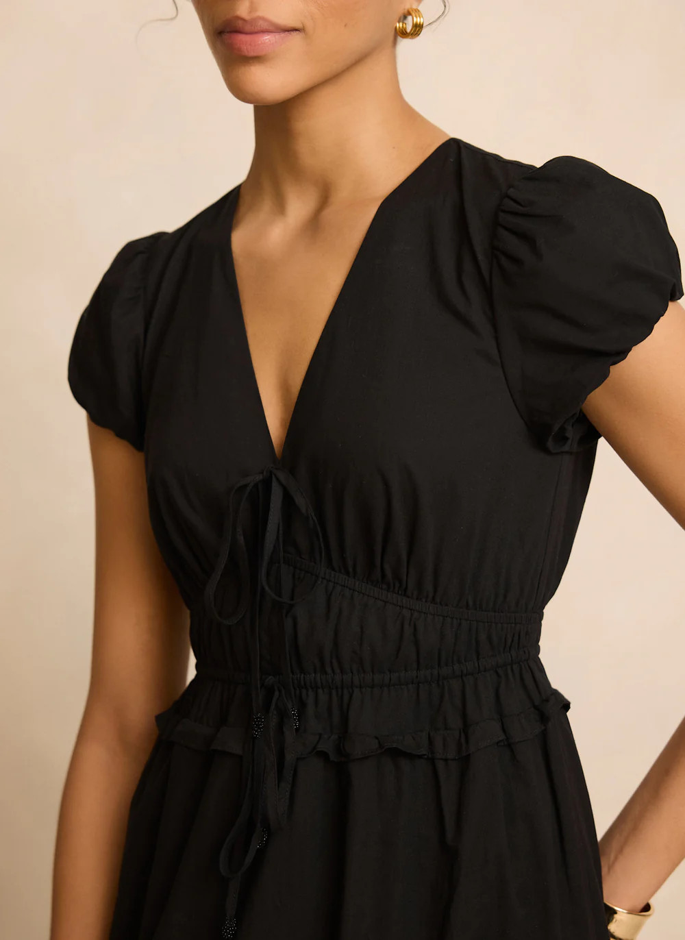 Black Cotton Midi Dress | Mint Velvet