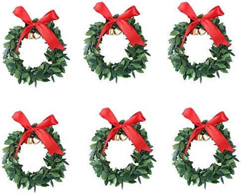 4 inch Mini Christmas Artificial Wreath Decorations for Christmas Ornaments | Amazon (US)