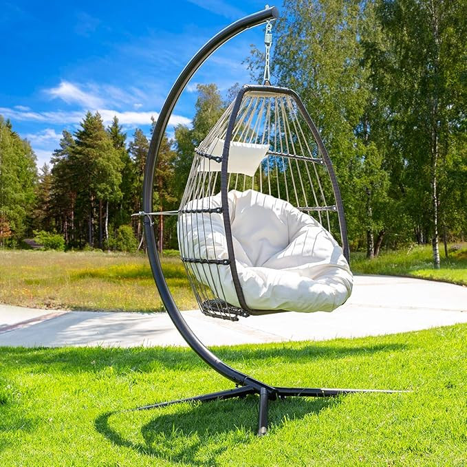 Barton Luxury Wicker Hanging Chair Swing Chair Patio Egg Chair UV Resistant Soft Deep Fluffy Cush... | Amazon (US)