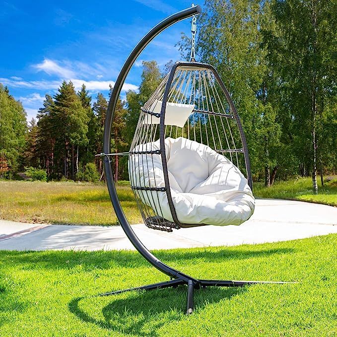Barton Luxury Wicker Hanging Chair Swing Chair Patio Egg Chair UV Resistant Soft Deep Fluffy Cush... | Amazon (US)
