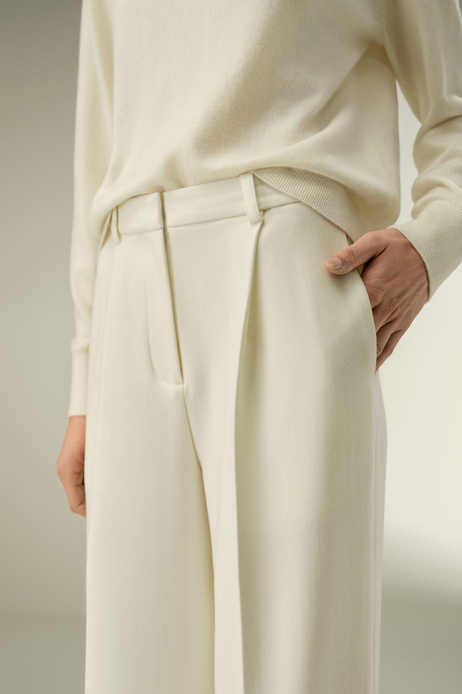 Silk-Wool Tweed Blend Trousers | LilySilk