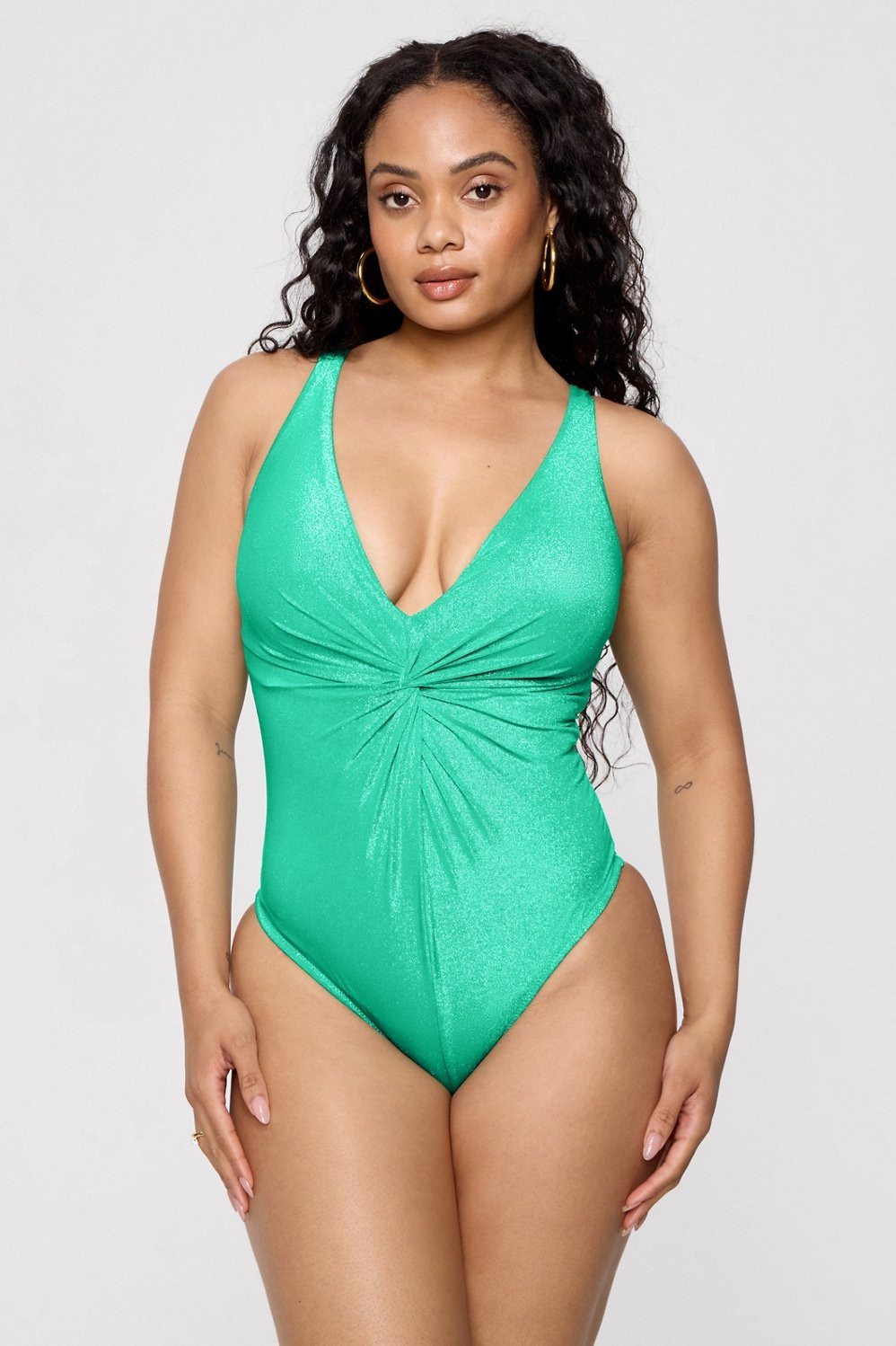 Shaping Swim Luxe Twist Plunge One Piece | Fabletics