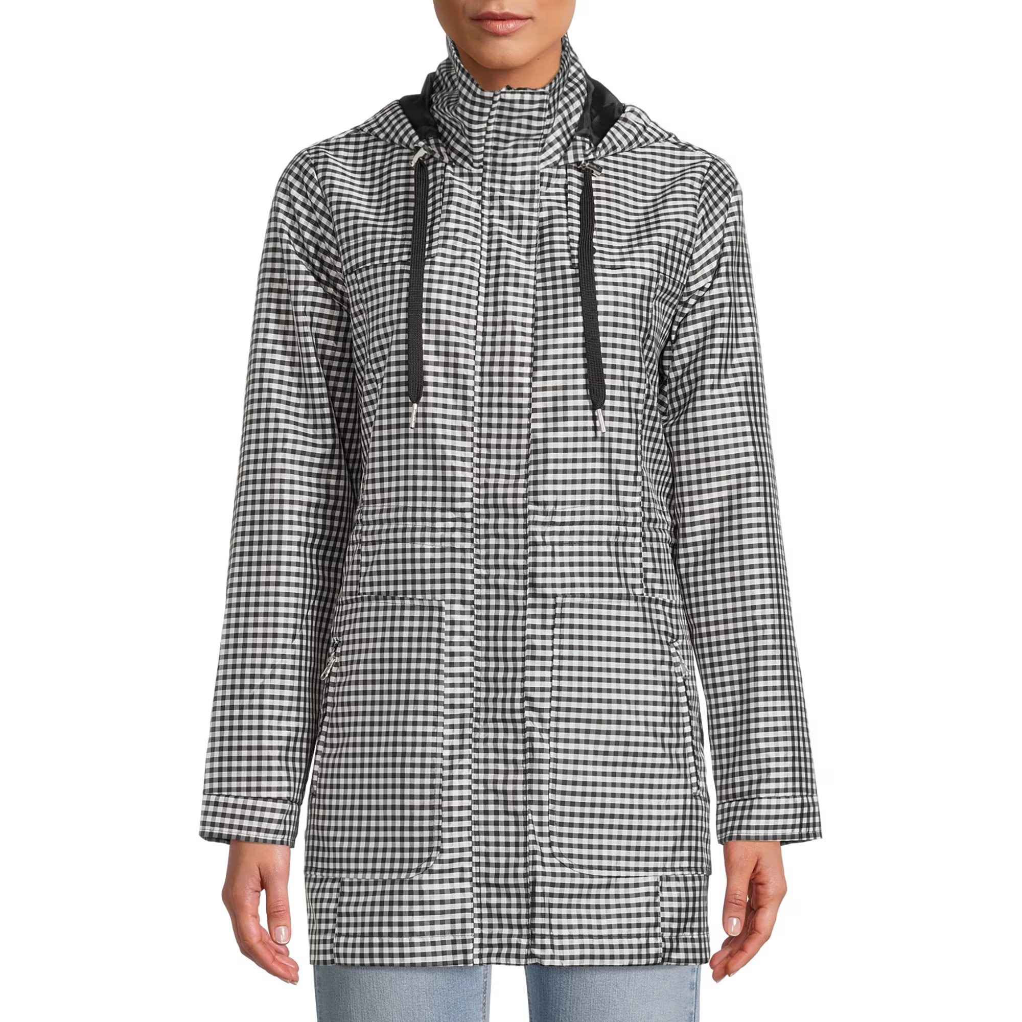 Me Jane Women's Gingham Rain Jacket with Hood | Walmart (US)