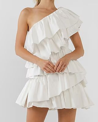 Endless Rose One Shoulder Ruffled Mini Dress | Express