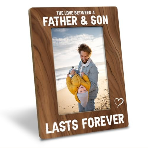Dad Gift from Son, New Daddy Gift, First Father's Day Gift for Dad, The Love Between a Father & Son Lasts Forever Photo Frame, Holds 4 x 6 Inch Photo, Farmhouse Wooden Picture Frame Gift | Amazon (US)