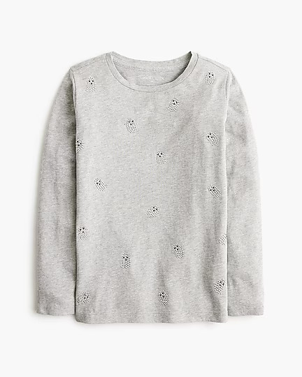 Girls' long-sleeve ghosts embellished graphic tee | J.Crew Factory