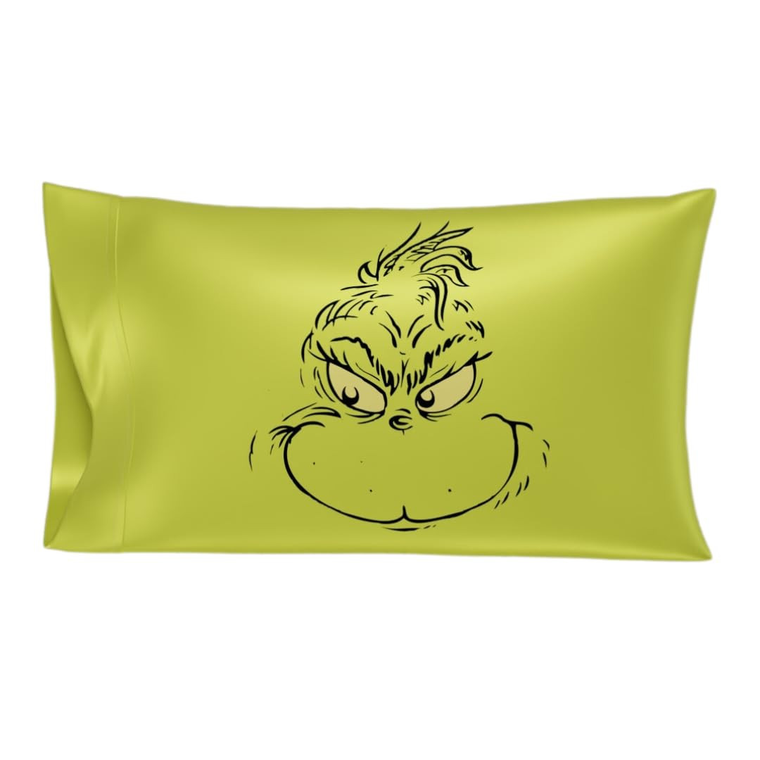 Franco Collectibles Grinch by Dr. Seuss Holiday Beauty Silky Satin Standard Reversible Pillowcase... | Amazon (US)