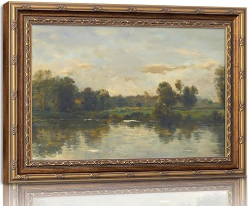 Vintage Gold Framed Landscape Wall Art Vintage River Painting Canvas Prints Landscape Wall Decor ... | Amazon (US)