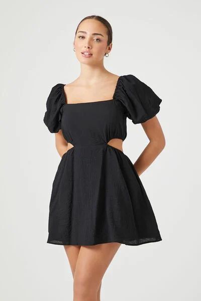 Cutout Puff-Sleeve Mini Dress | Forever 21