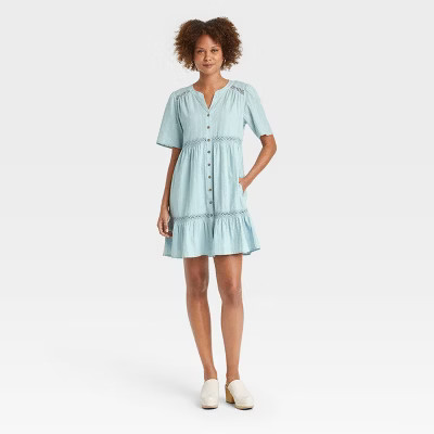 Women's Short Sleeve Lattice Detail Dress - Knox Rose™ | Target