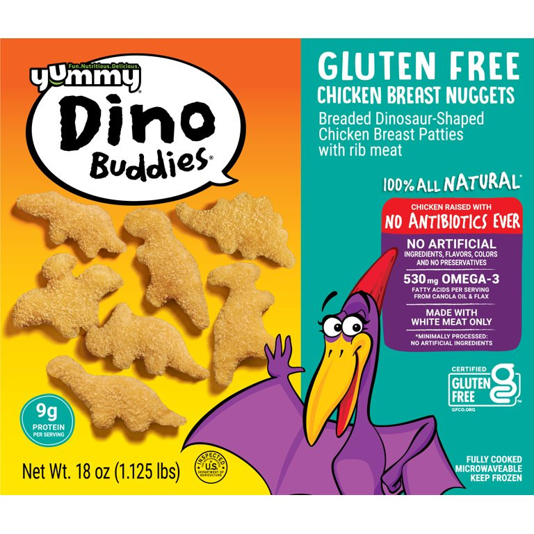Yummy Dino Buddies Gluten Free Chicken Breast Nuggets, 18oz, 30 CT Box (Frozen) | Walmart (US)