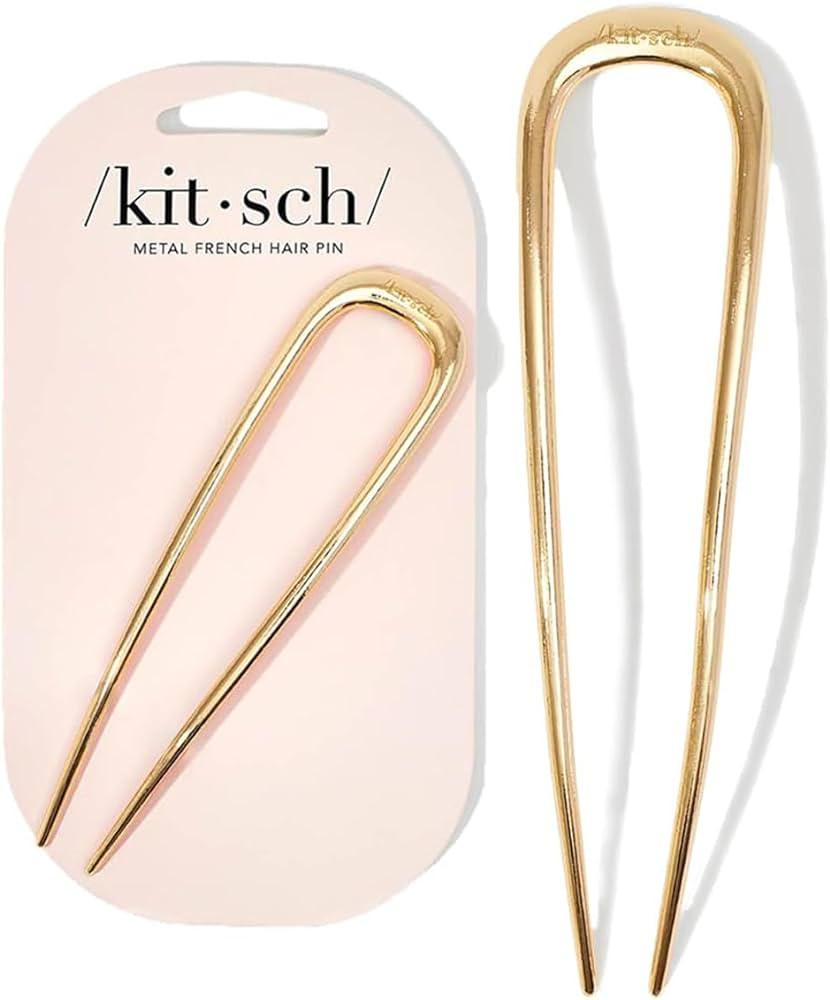 Kitsch Metal French Hair Pins for Women, Gold French Pins for Thick Hair, U Shaped Hair Pins, Met... | Amazon (US)