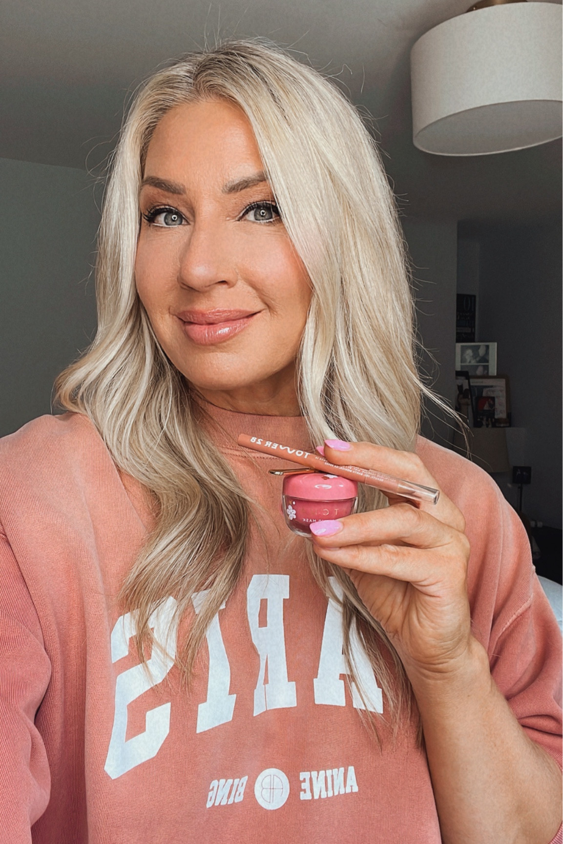 Tower 28 lip liner with a simple Tatcha lip mask 
Anine Bing sweatshirt 
Clean lip products 

#LTKfindsunder50 #LTKover40 #LTKbeauty