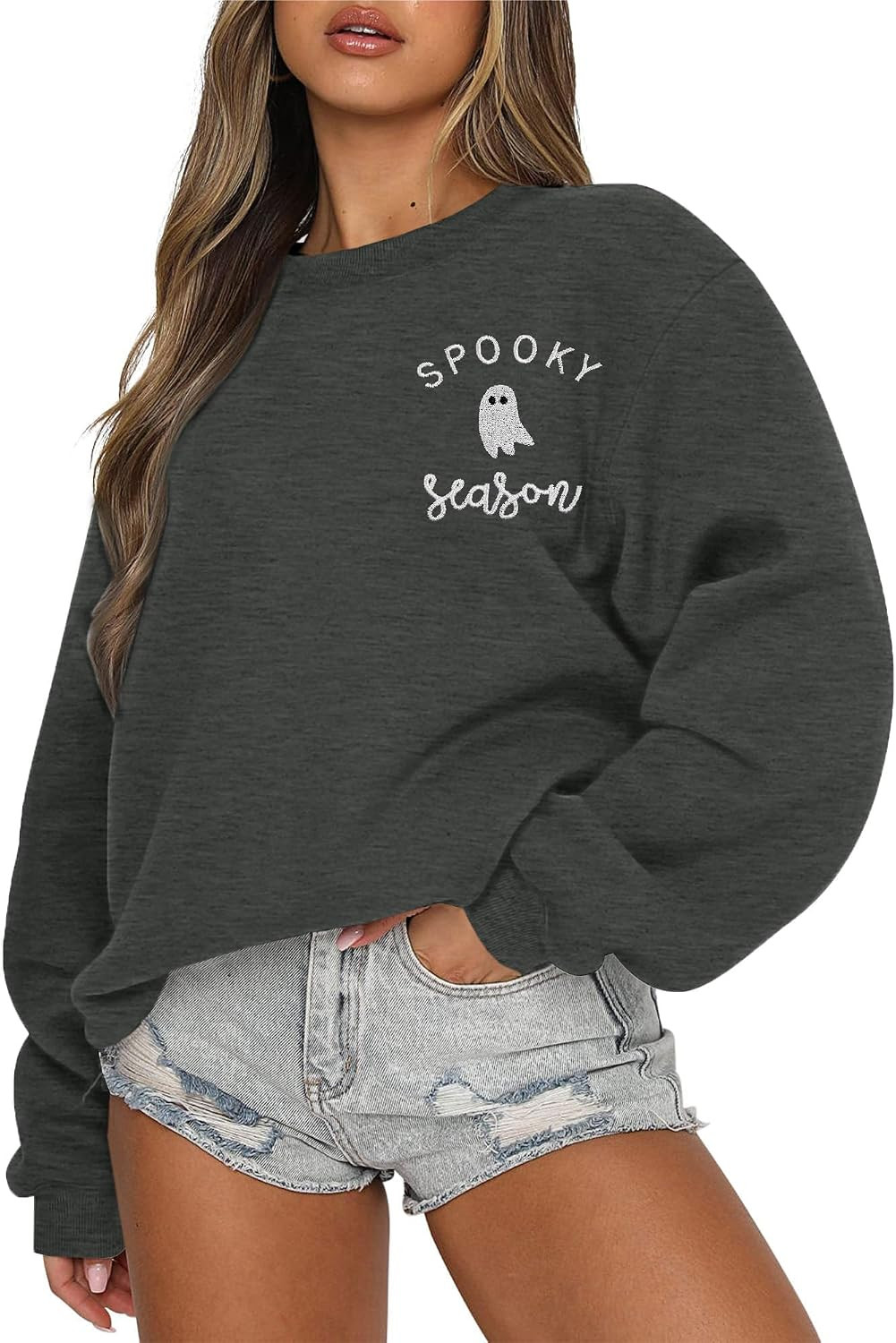 Women's Halloween Sweatshirt, Spooky Season Graphic Crewneck Top | Amazon (US)