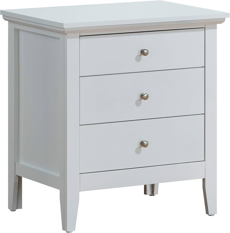 Glory Furniture Hammond 3 Drawer Nightstand in White | Amazon (US)