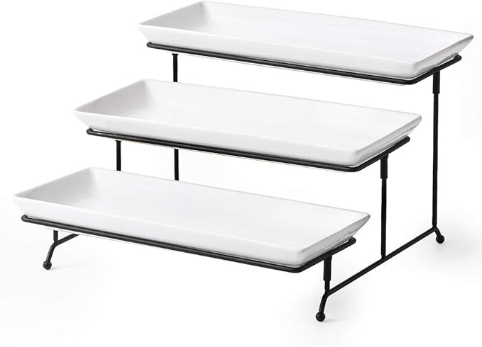YHOSSEUN 3 Tier Serving Stand Tiered Serving Stand With 3 Porcelain Serving Platters Trays For De... | Amazon (US)