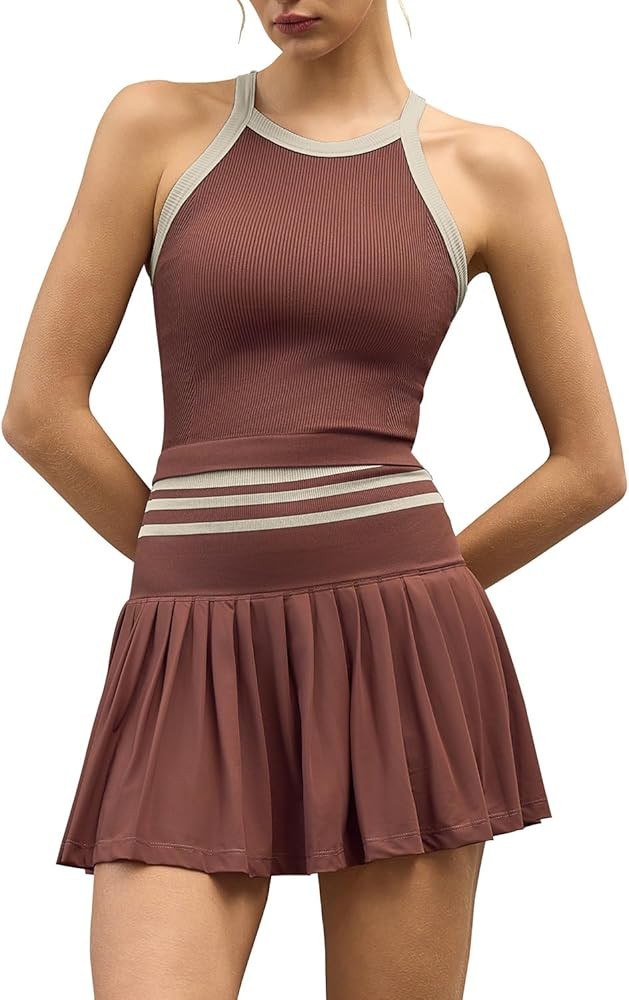 QINSEN Tennis Skirt Set for Women High Waisted Pleated Athletic Pickleball Skirt with Shorts Padd... | Amazon (US)