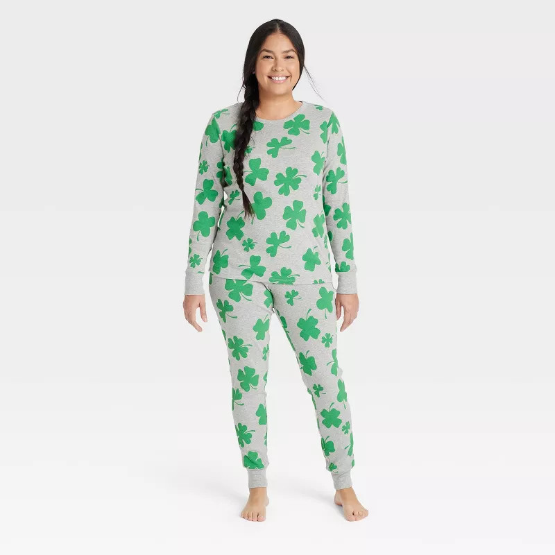 Women's St. Patrick's Day Matching Family Pajama Set - Gray | Target