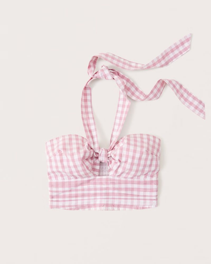 Women's Poplin Knot-Front Halter Top | Women's Tops | Abercrombie.com | Abercrombie & Fitch (US)