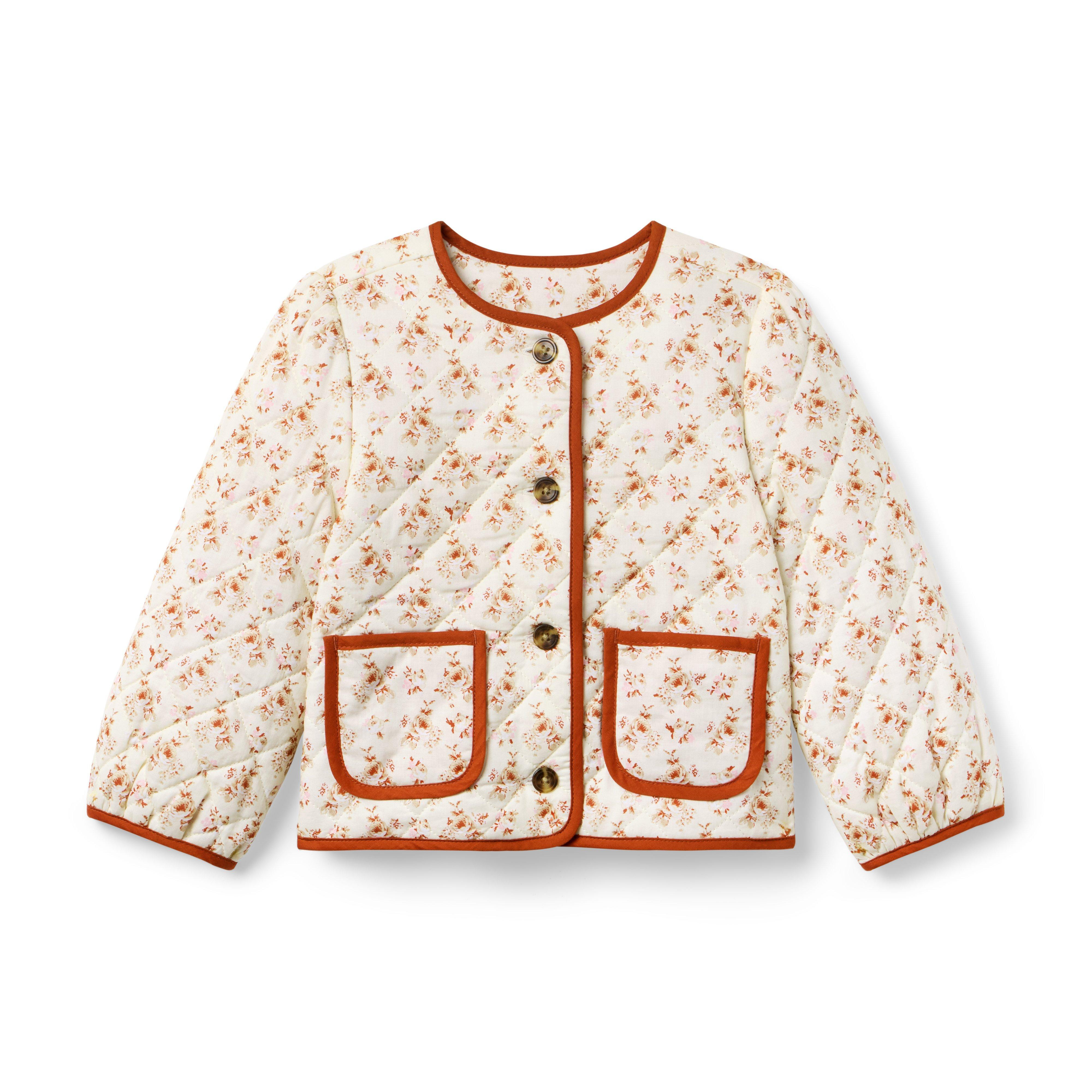 Janie and Jack | The Quilted Floral Jacket - Tan / 5-6 | Janie and Jack