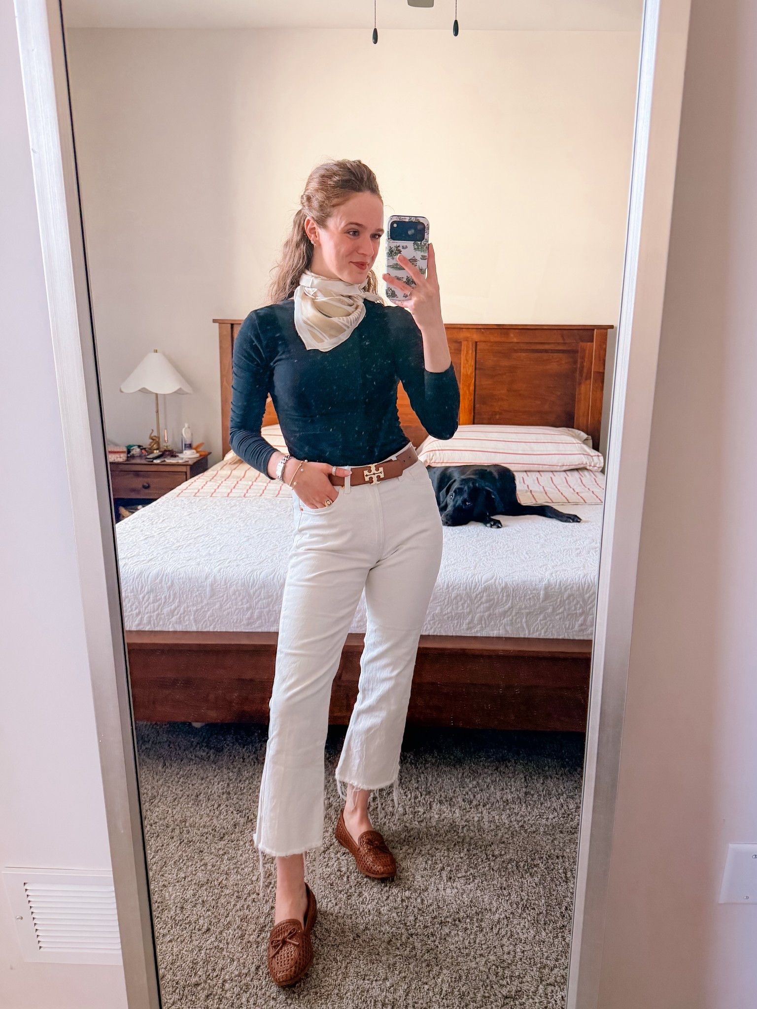 My favorite style hack? Wearing my boat neck t shirts backwards so I can get a high-neck look!! Loved pairing it with this neck scarf!! 

#LTKootd