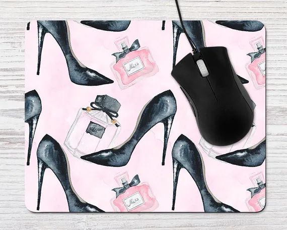 Pink Mousepad Girly Mousepad Cute Mousepad Fashion Mousepad Fashionista gifts Shoe Gifts Fashion ... | Etsy (US)