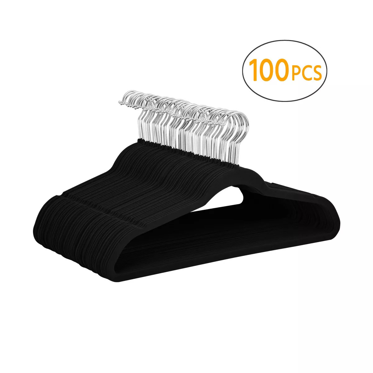 Yaheetech 100pcs Velvet Hangers With Tie Bar Flocked Non Slip 360° Swivel Hook, Black | Target
