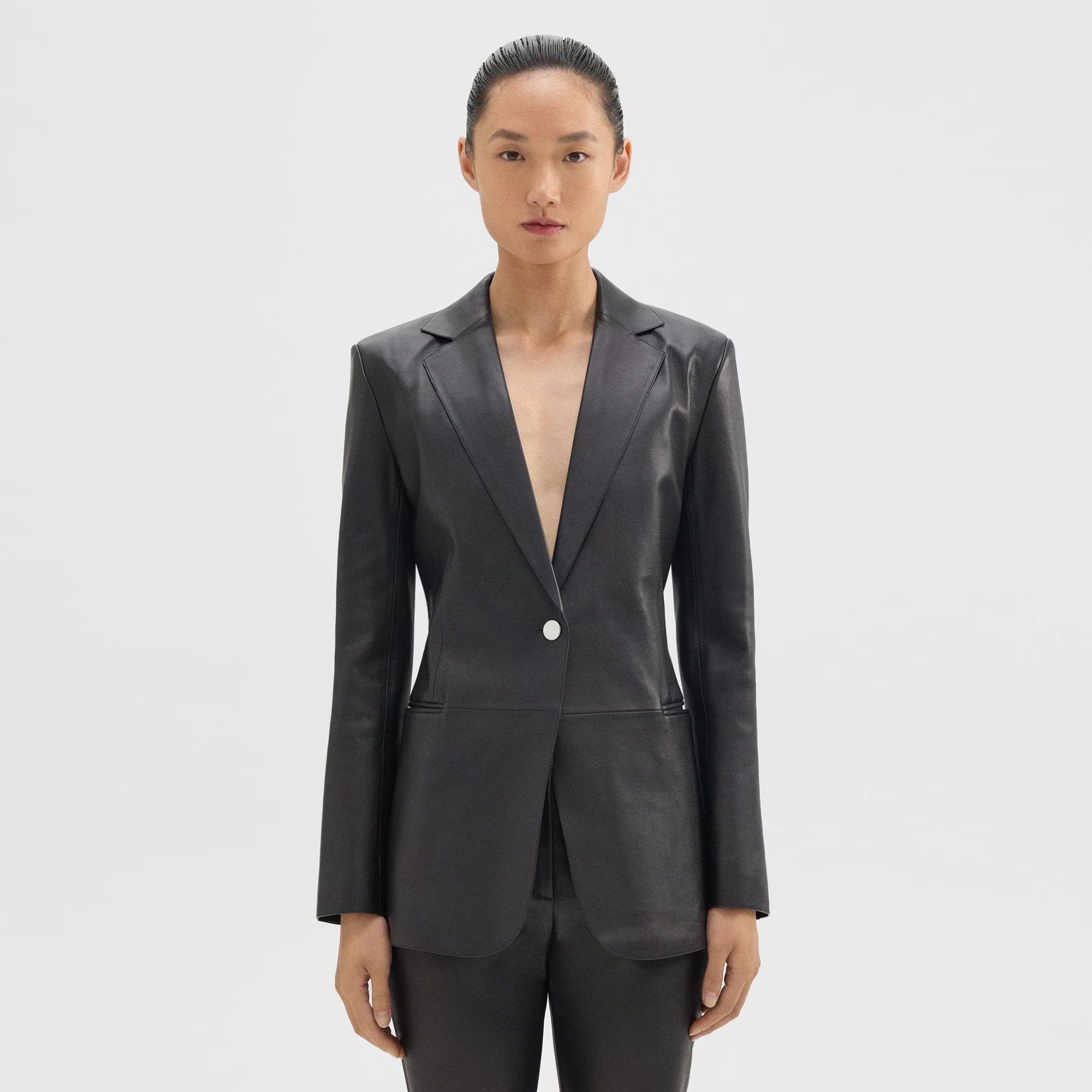 Slim Blazer in Leather | Theory