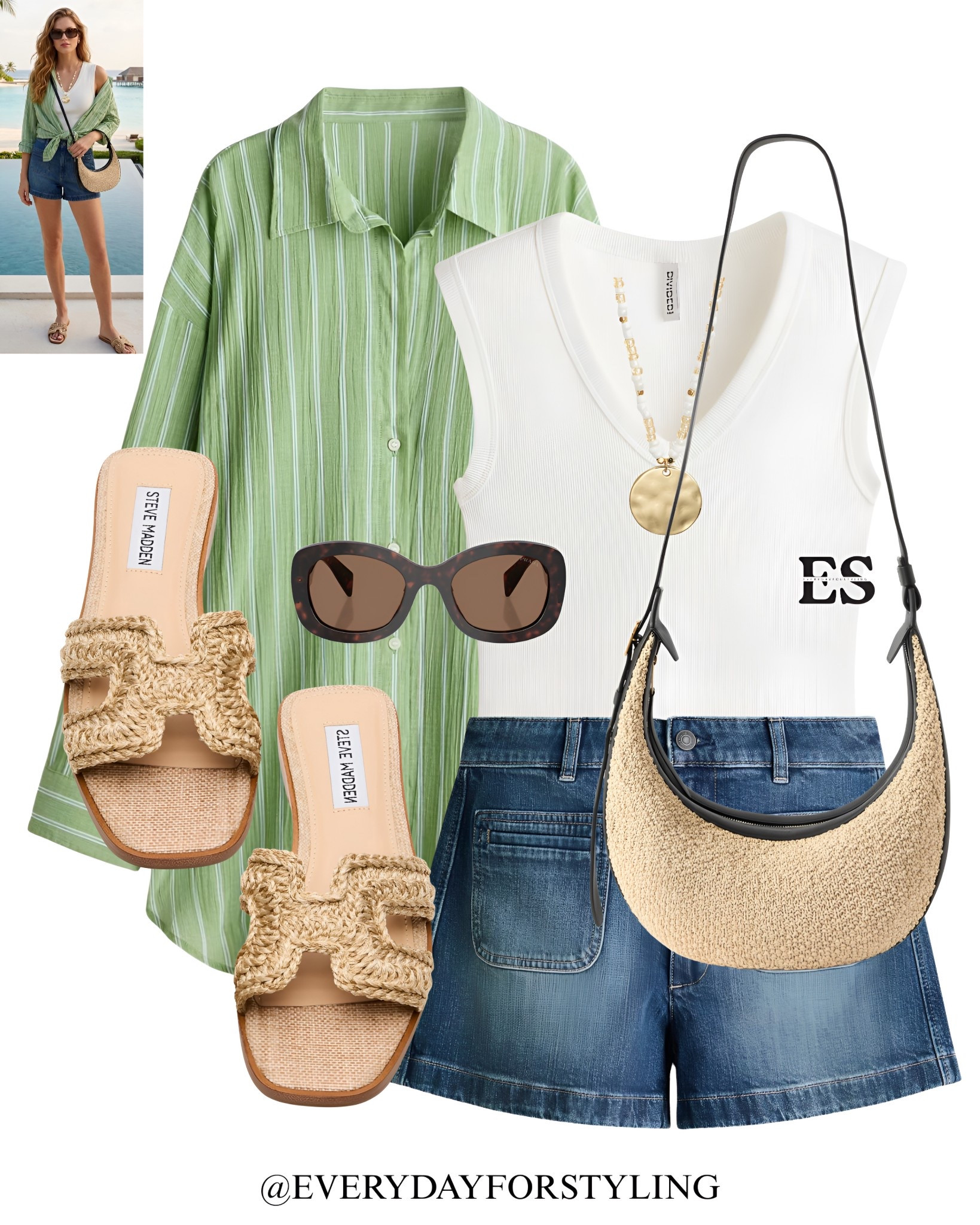 Fresh, fun and that raffia bag makes it a whole vibe🦚

holiday outfit ideas, vacation outfits 2025, shirt and shorts outfit, oversized shirt outfit, summer  fashion, beach to dinner outfit, resort wear women, linen shirt outfit, denim shorts outfit, summer style inspo, raffia bag outfit, Loewe bag outfit, casual chic summer, what to wear on holiday, summer wardrobe essentials, travel outfit ideas, easy summer outfits, neutral holiday outfits, affordable summer fashion, spring summer outfit ideas | spring style | summer outfit ideas | parisian fashion | old money style | summer outfits | summer outfit ideas | how to wear | what to wear | ways to style | everydayforstyling 

#zara #HolidayOutfits #VacationStyle #SummerFashion #SpringOutfitIdeas  


#LTKTravel #LTKSeasonal #LTKootd